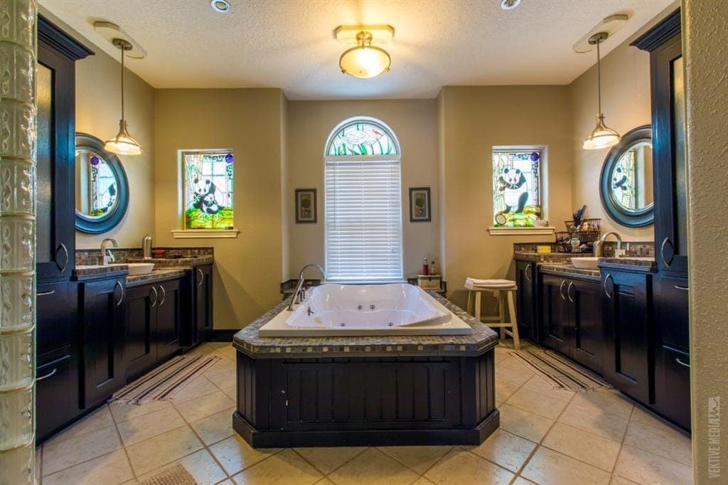 Luxury master bath with dual vanities