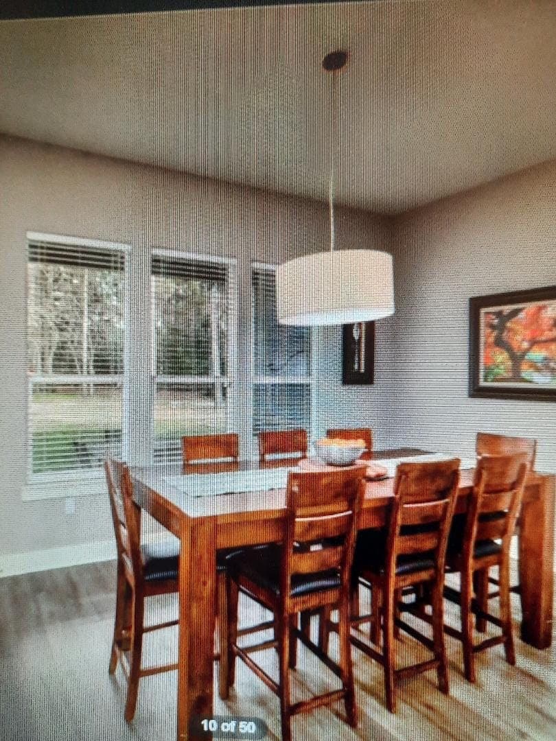 Dining room with large windows