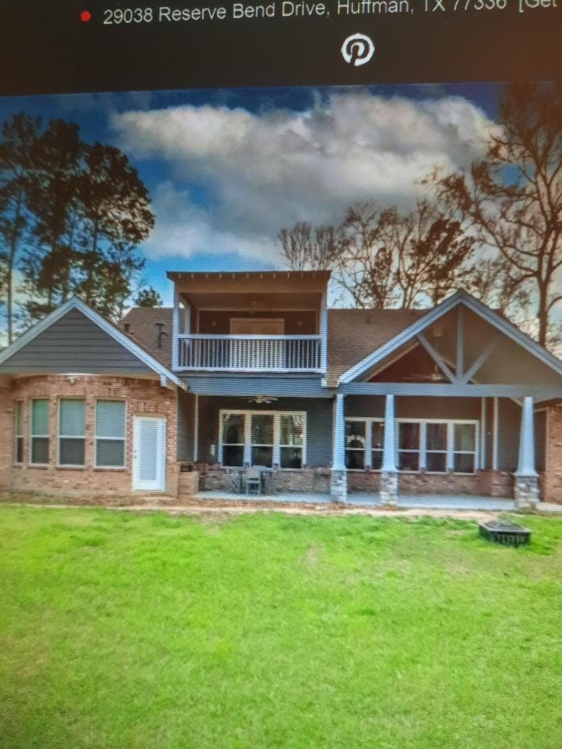 Rear elevation with porch and brick