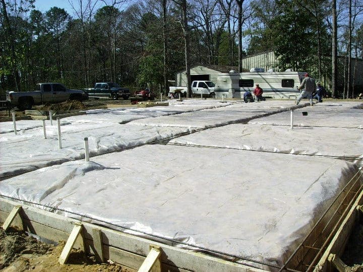Foundation forms vapor barrier and rebar