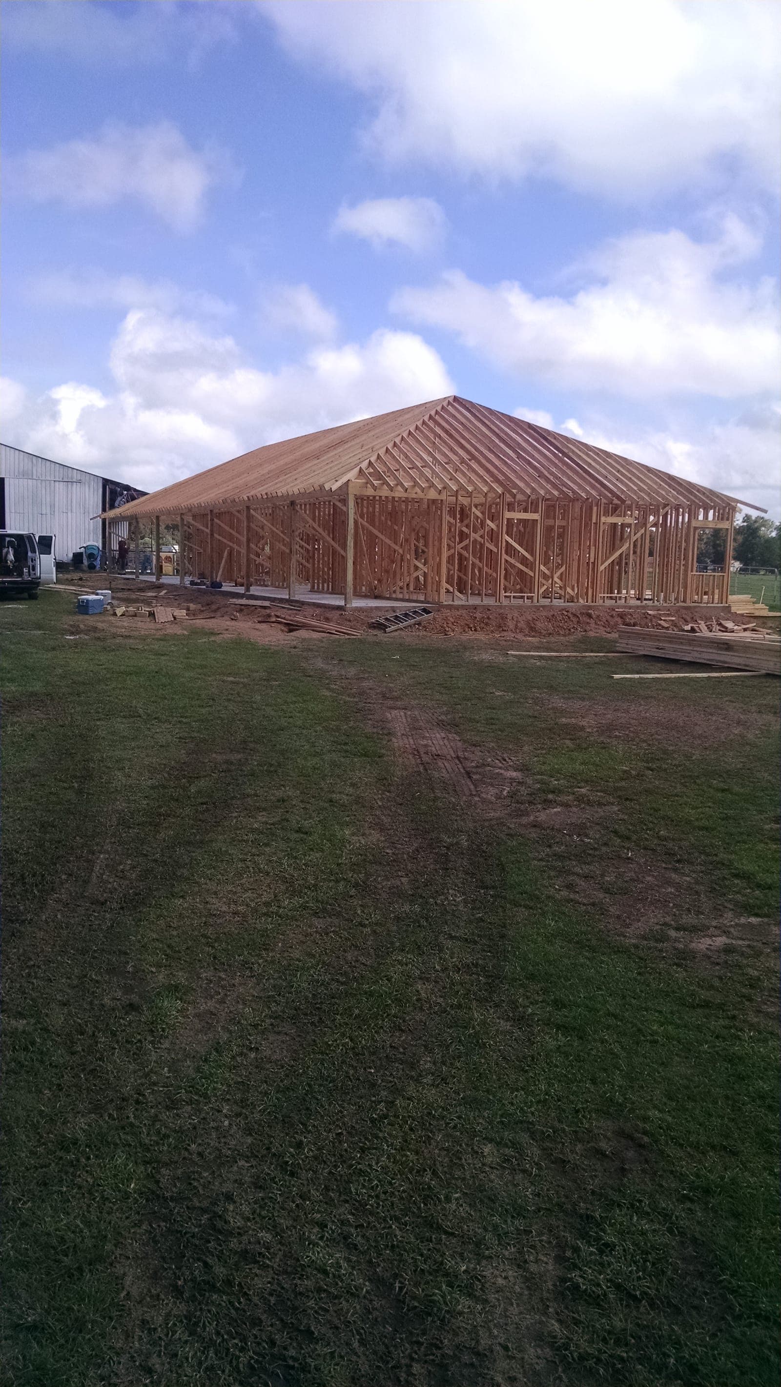 Completed roof framing for custom home
